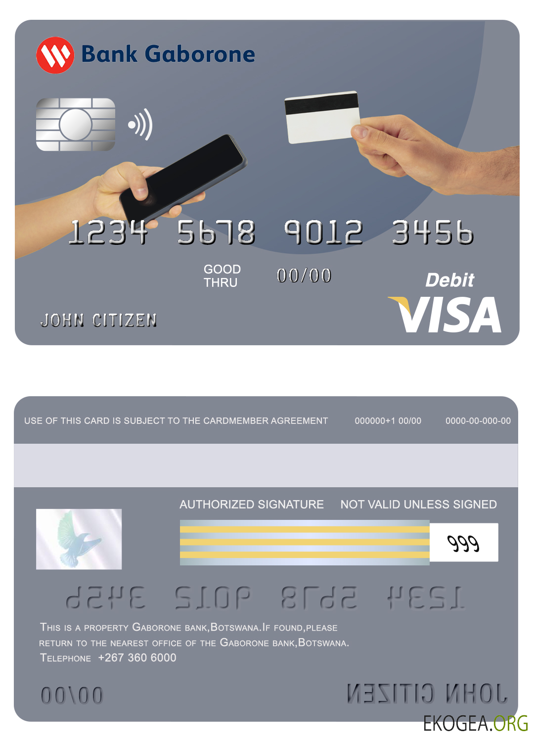 Carte Visa de la Banque Gaborone du Botswana